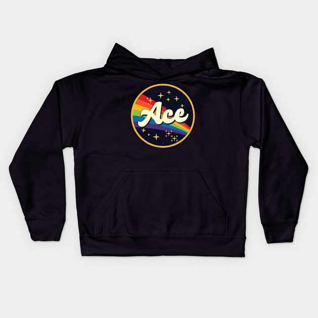 Ace // Rainbow In Space Vintage Style Kids Hoodie by LMW Art